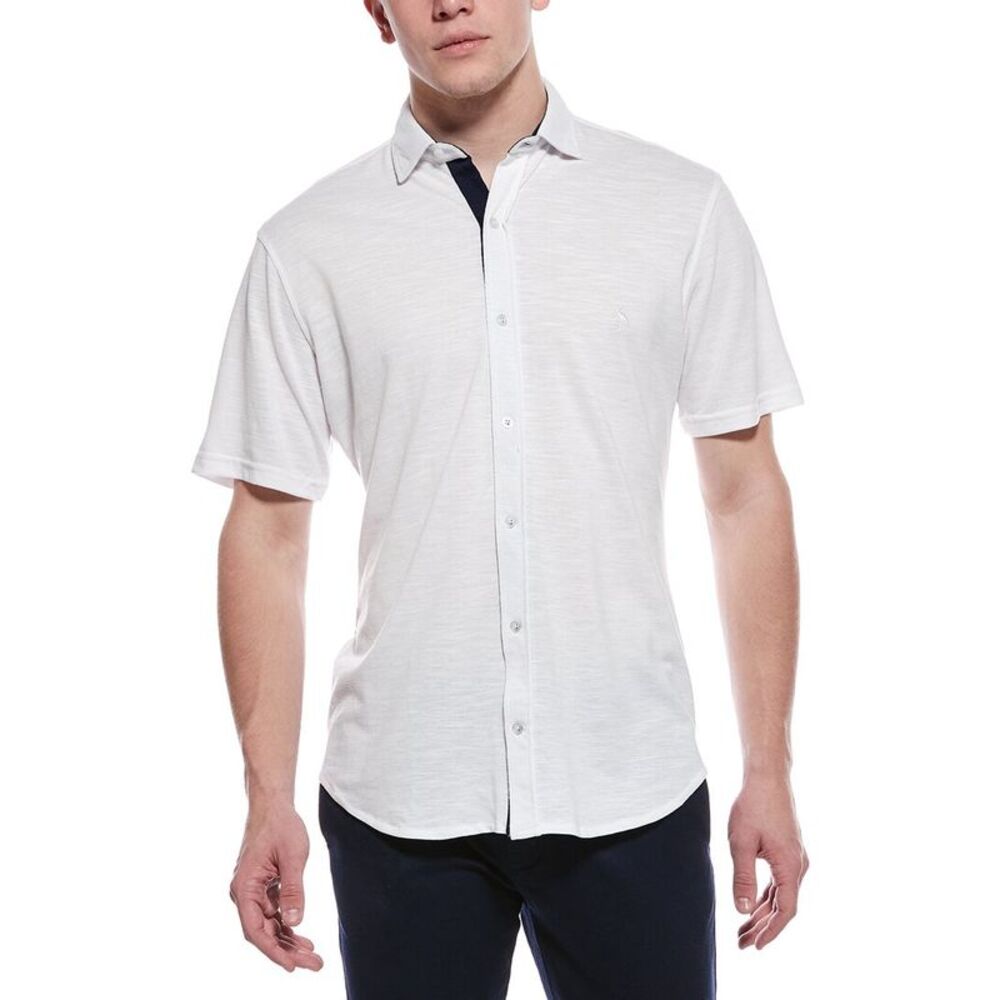Tailorbyrd Mens Slub Pique Shirt, White